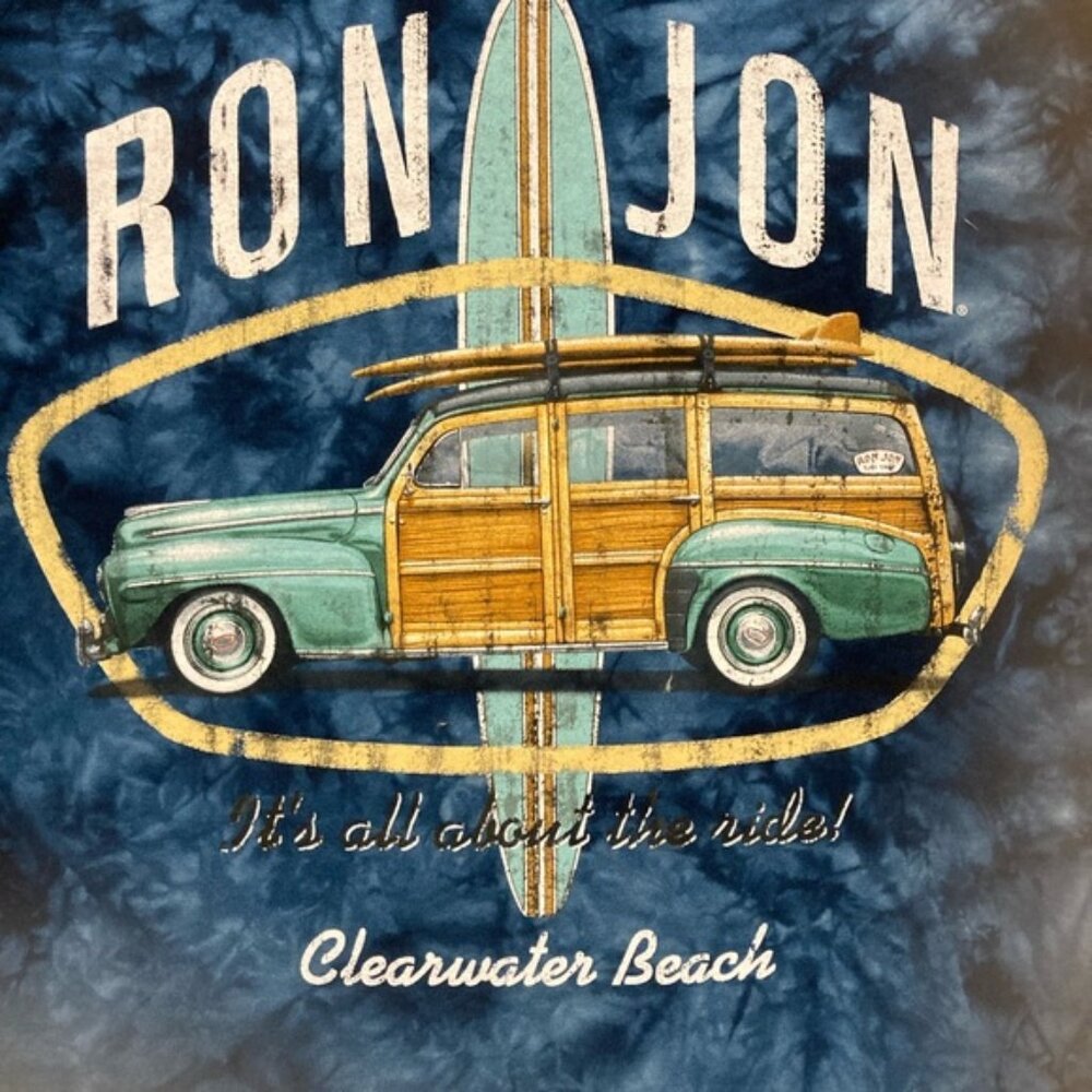 Ron Jon Surf Shop Clearwater Beach Woody Wagon Tshirt tie dye, Medium